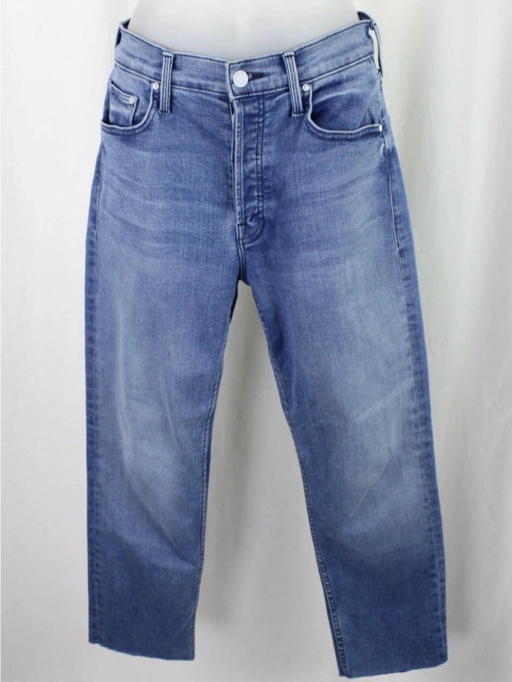 Mother Women's Blue Medium Wash Cotton Blend Distressed The Tomcat
Jeans 27